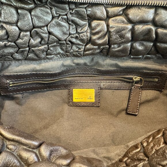 Fendi Large Bubble Leather Chef Shopper Tote Bag, Brown - Picture 5 of 16